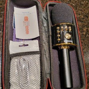bonaok Wireless Bluetooth Karaoke Microphone-Black Gold